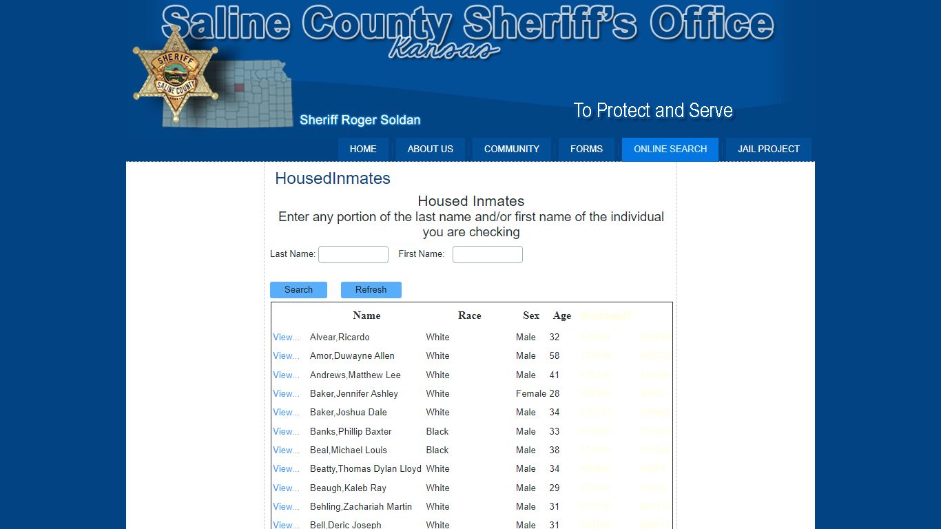 Saline County Sheriff > Online Search > Housed Inmate